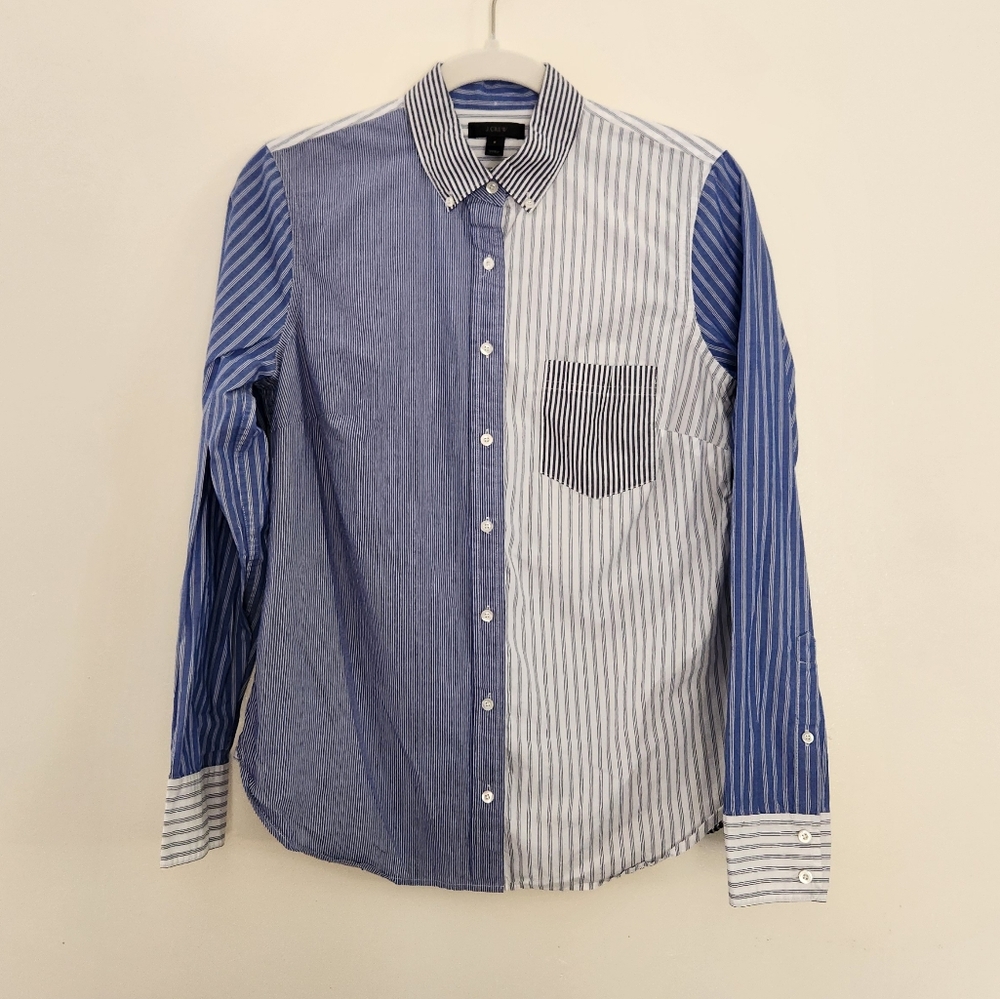 J Crew Button Down  Blue Stripe Shirt 6